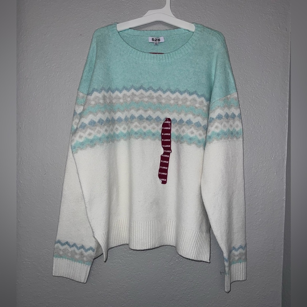 525 America Women Aqua Combo Sweater Size XL